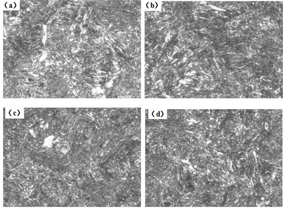 圖12-15 （a、b、c、d） 1～4號樣金相組織 500&times;