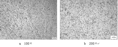 ML16CrSiNi長托板螺母未熱處理的金相組織，可見變形痕跡