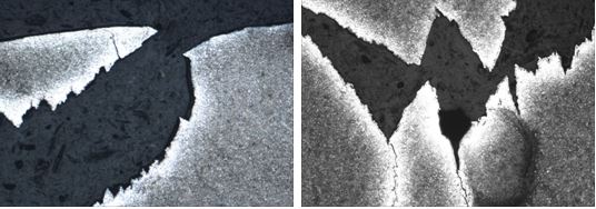 圖14-21 裂紋螺栓頭部裂紋開(kāi)口處100X圖14-22 裂紋螺栓頭部裂紋 100&times;